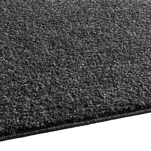 Kurzflor Teppich Designer | Flauschiger Flachflor fürs Wohnzimmer, Esszimmer, Schlafzimmer oder Kinderzimmer | Anthrazit
